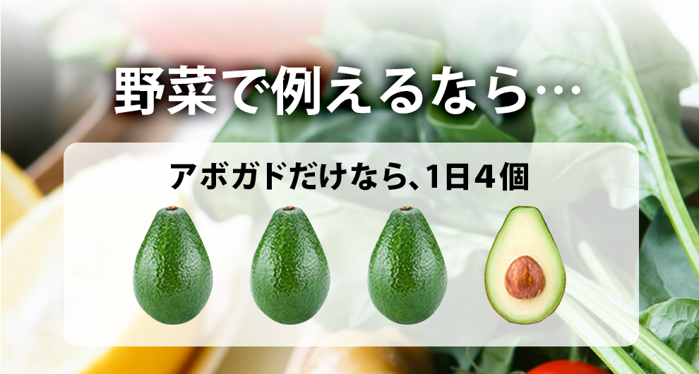 野菜で例えるなら…アボカドだけなら、1日4個