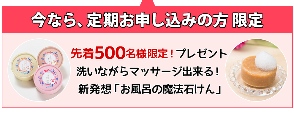 今なた、定期のお申込みの方限定 先着500名様限定！プレゼント洗いながらマッサージできる！新発想お風呂の魔法石けん